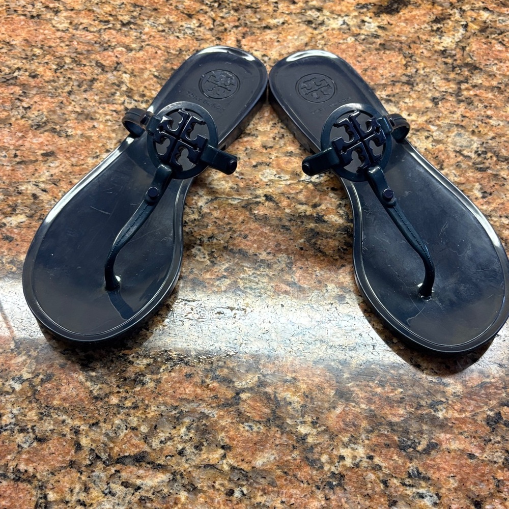 Tory Burch Dark Blue Jelly Flip Flops